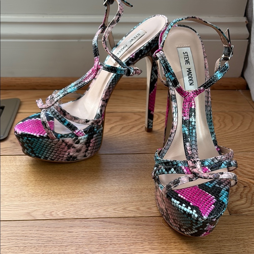 Steve Madden Multicolor Snakeskin Platform Heels
